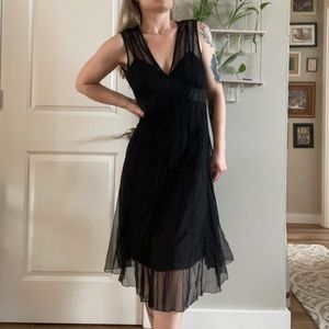 BLACK Y2K BEADED MIDI DRESS
